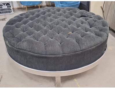 Circular Ottomen, Chrome Look Steel Frame, Black C...