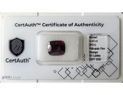 CERTIFIED 4.65CT HESSONITE GARNET – CUSHION CUT, U...