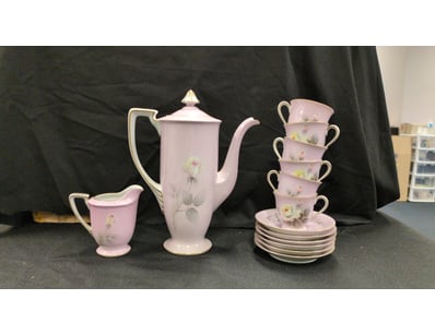 NORITAKE PINK FLORAL HAND PAINTED CERAMIC TEA SET...