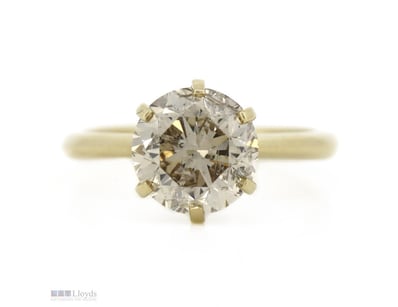 14K YELLOW GOLD, 4.05CT  FANCY BROWN DIAMOND, SOLI...