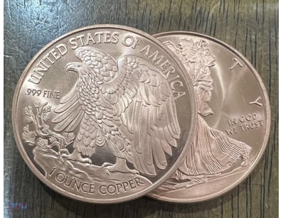 1-OUNCE COPPER ROUND COIN-UNC-UNITED STATES OF AME...