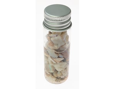 MIXED GEM STONES AND MINERAL SPECIMEN JAR WITH MET...