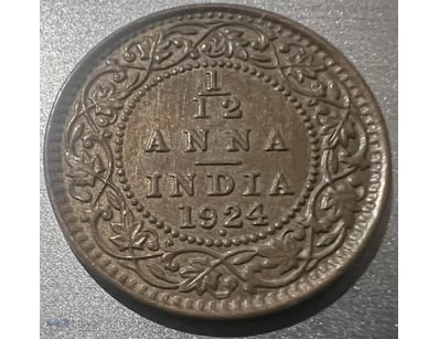 BRITISH INDIA 1924 ONE TWELFTH 1⁄12 ANNA CALCUTTA ...