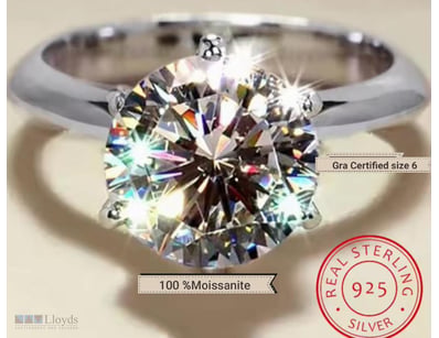 GRA CERTIFIED MOISSANITE 1 CT ENGAGEMENT RING SIZE...