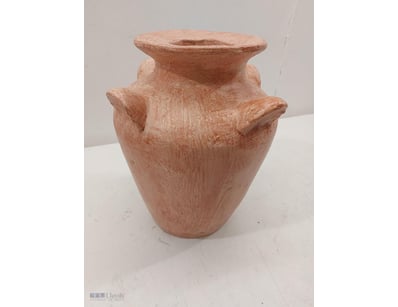 Terracotta Vase with four lugs featuring a bulbous...