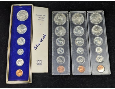 FOUR SETS 1967 CANADA WILDLIFE COINAGE SIX COIN SE...