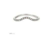 14K White Gold And Diamond, Curved Band Ring.