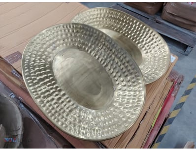 Pair Of 47cmx 33cm decorative gold-toned metal pla...
