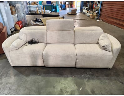 Premium three-seat electric reclining sofa upholst...