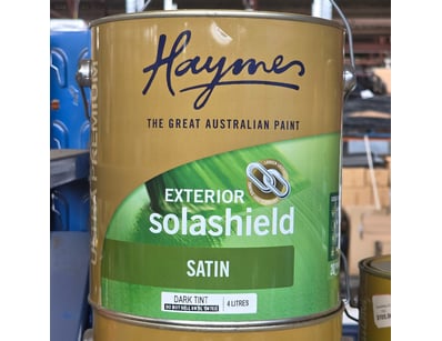 Haymes paint, exterior solashield, satin, dark tin...
