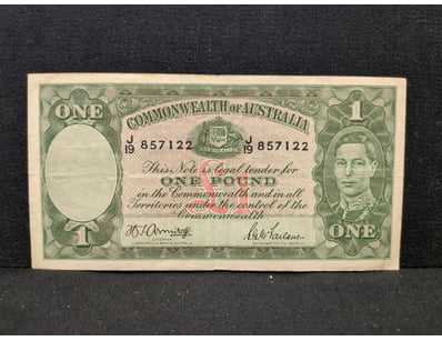 COMMONWEALTH OF AUSTRALIA ONE POUND NOTE, CIRCA 19...