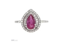 14K White Gold, Pink Sapphire And Diamond, Double