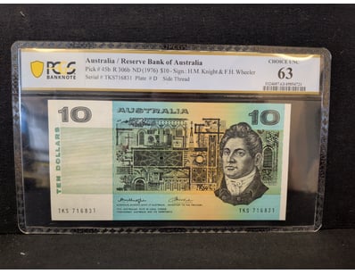 AUSTRALIA RESERVE BANK $10 NOTE (1976) - PICK #45B...