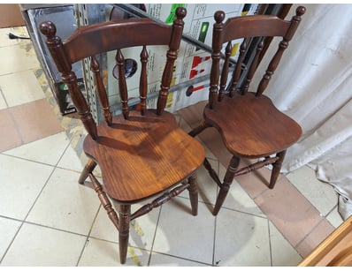 Pair Of Chairs, Timber Style, Brown Finish

