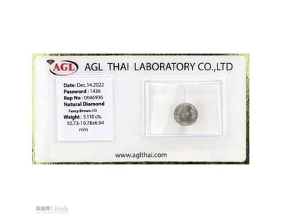 5.11CT CERTIFIED, NATURAL FANCY BROWN DIAMOND     ...