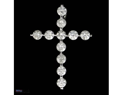 14K WHITE GOLD AND 1.99CT TDW DIAMOND, CRUCIFIX PE...