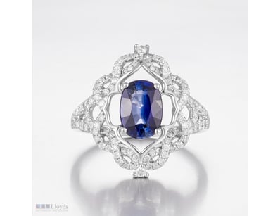 14CT WHITE GOLD AUSTRALIAN SAPPHIRE AND DIAMOND AN...