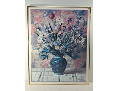 Print, framed depicting floral bunch in a vase 
...