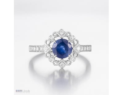 14CT WHITE GOLD MADAGASCAN SAPPHIRE AND DIAMOND VI...