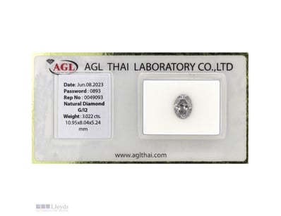 3.022CT CERTIFIED, NATURAL DIAMOND     

Oval Bril...