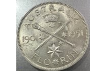 237 · 1951 AUSTRALIA PRE DECIMAL SILVER FLORIN SCARCE