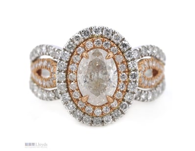 14K ROSE/WHITE GOLD AND DIAMOND,  DOUBLE HALO SPLI...