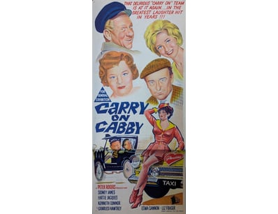 VINTAGE "CARRY ON CABBY" DAYBILL POSTER - ORIGINAL...