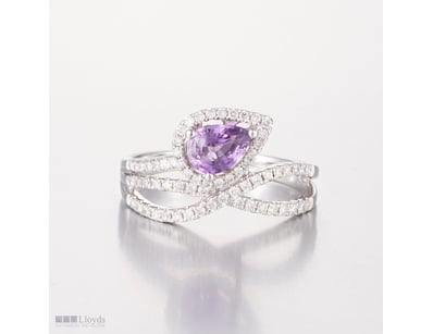14CT WHITE GOLD PURPLE CEYLON SAPPHIRE AND DIAMOND...