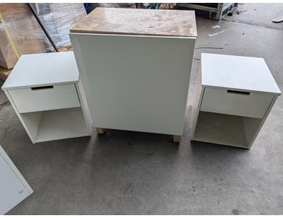 Bedroom furniture set comprising one storage cabin...