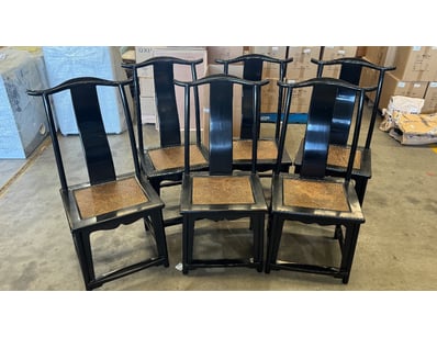 Set of Six Chinese Black Lacquer Over Wood Lamphan...