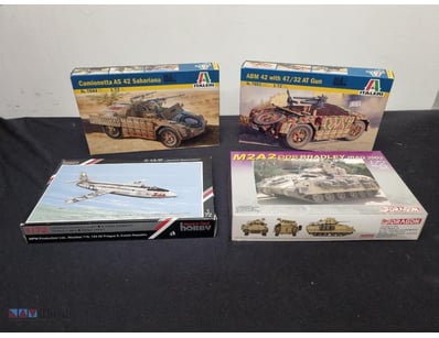 LOT OF 5 MILITARY SCALE MODEL KITS - ITALERI, DRAG...