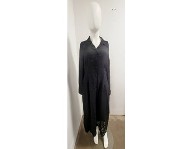 BLUE ILLUSION GREY LINEN SHIRT DRESS WITH LACE DET...