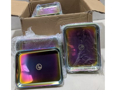 Lot of iridescent holographic trays featuring the ...