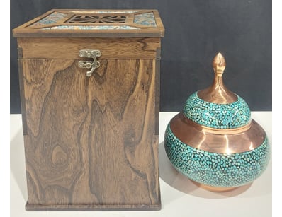 PERSIAN FIROOZEH KOOBI (TURQUOISE INLAY) PEDESTAL ...