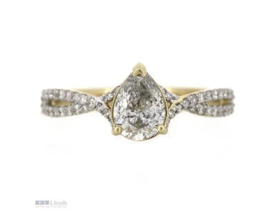 14K YELLOW GOLD AND DIAMOND, CROSS OVER DRESS RING...