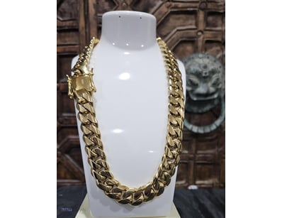 MIAMI CUBAN  GOLD PLATED  STAINLESS STEEL    CHAIN...