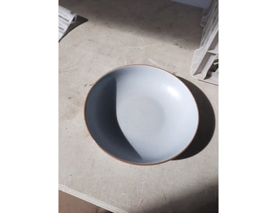 Bowls, duck egg blue finish, diameter 24cm.

SOL...
