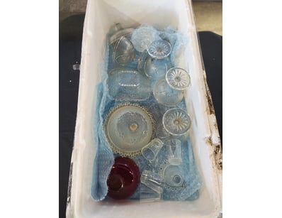 Vintage glassware collection featuring pressed gla...