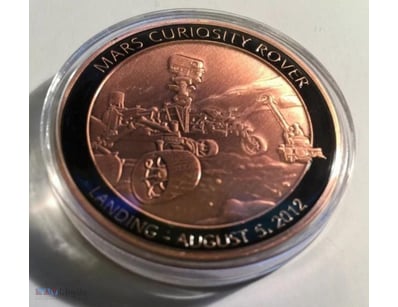 MARS CURIOSITY ROVER LANDING  45 MM COIN, COPPER F...