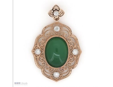 14K ROSE GOLD, 9.90CT JADE AND DIAMOND, STATEMENT ...