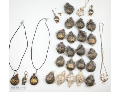 COLLECTION OF ORNATE SILVER AND GILT METAL SCENT B...