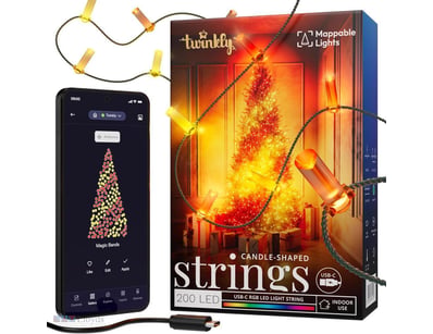 Twinkly Strings AUB-C – 200 Candle-Shaped RGB LEDs...