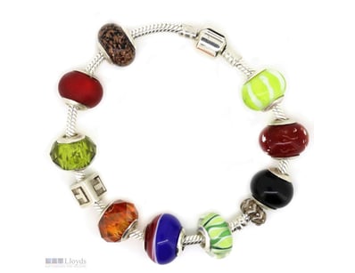 925 STERLING SILVER, MURANO GLASS BEAD AND CHARM B...