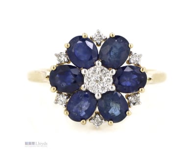 14K YELLOW GOLD, 3.26CT TSW CEYLON SAPPHIRE AND DI...