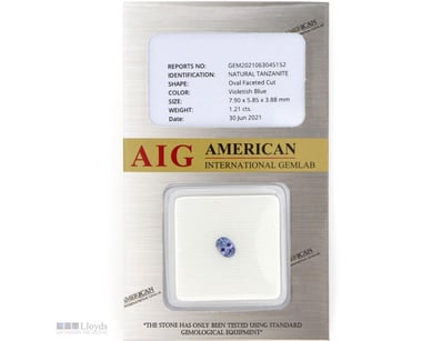 1.21CT CERTIFIED, NATURAL TANZANITE     

Oval Fac...