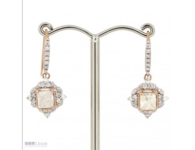 14K ROSE GOLD AND DIAMOND, VINTAGE INSPIRED DROP E...