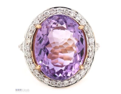 14K ROSE GOLD, 12.58CT AMETHYST AND DIAMOND, COCKT...