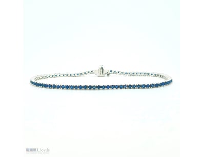 9CT WHITE GOLD CEYLON SAPPHIRE LINE BRACELET      ...