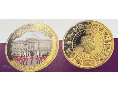 2016-QUEEN ELIZABETH 1 DOLLAR TOKELAU-24 CARAT GOL...