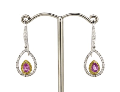 14K WHITE/YELLOW GOLD, PINK SAPPHIRE, FANCY YELLOW...